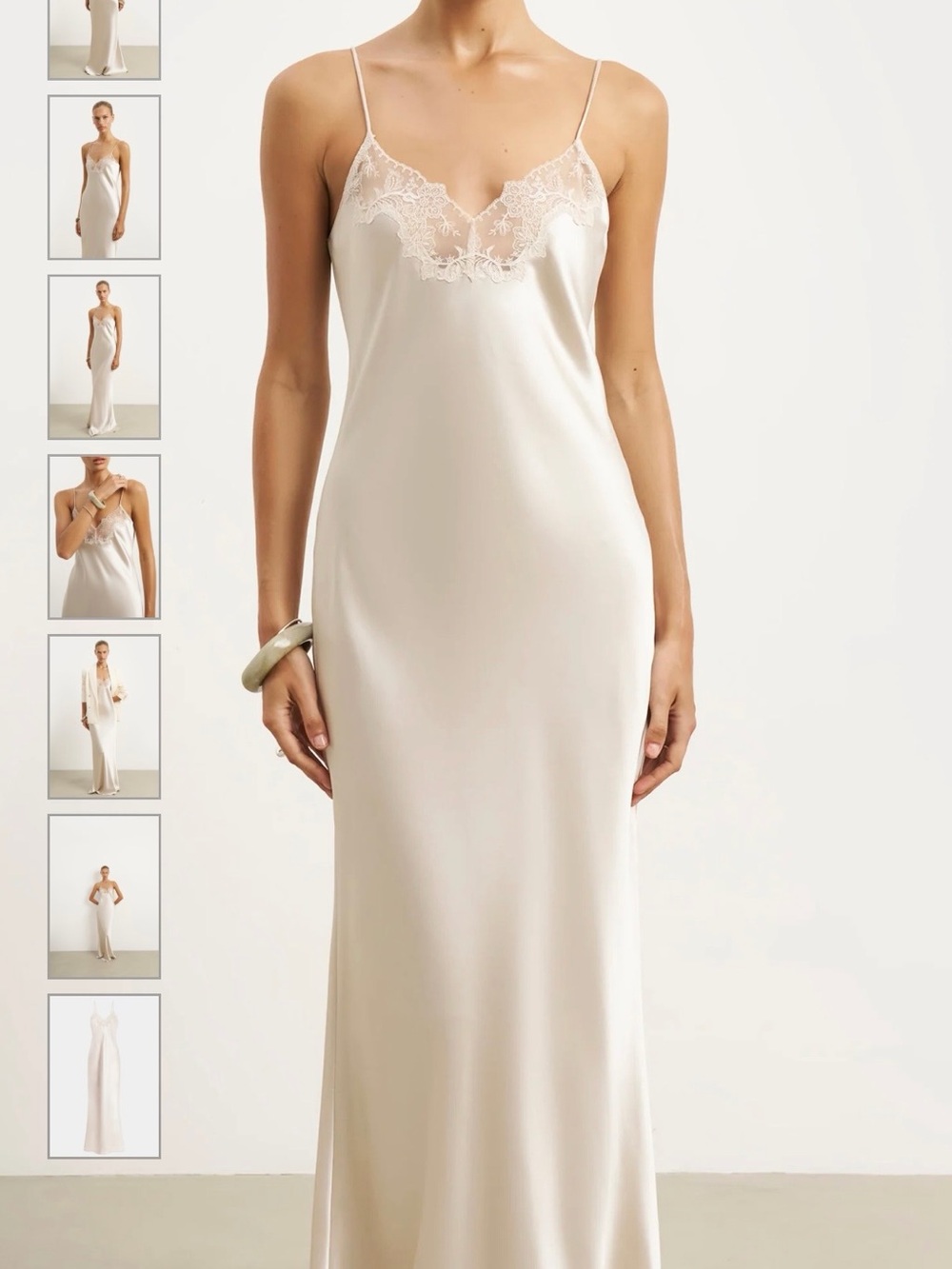 Because of Alice Satin Lace Detail Camisole Maxi Dress - Champagne color Size S